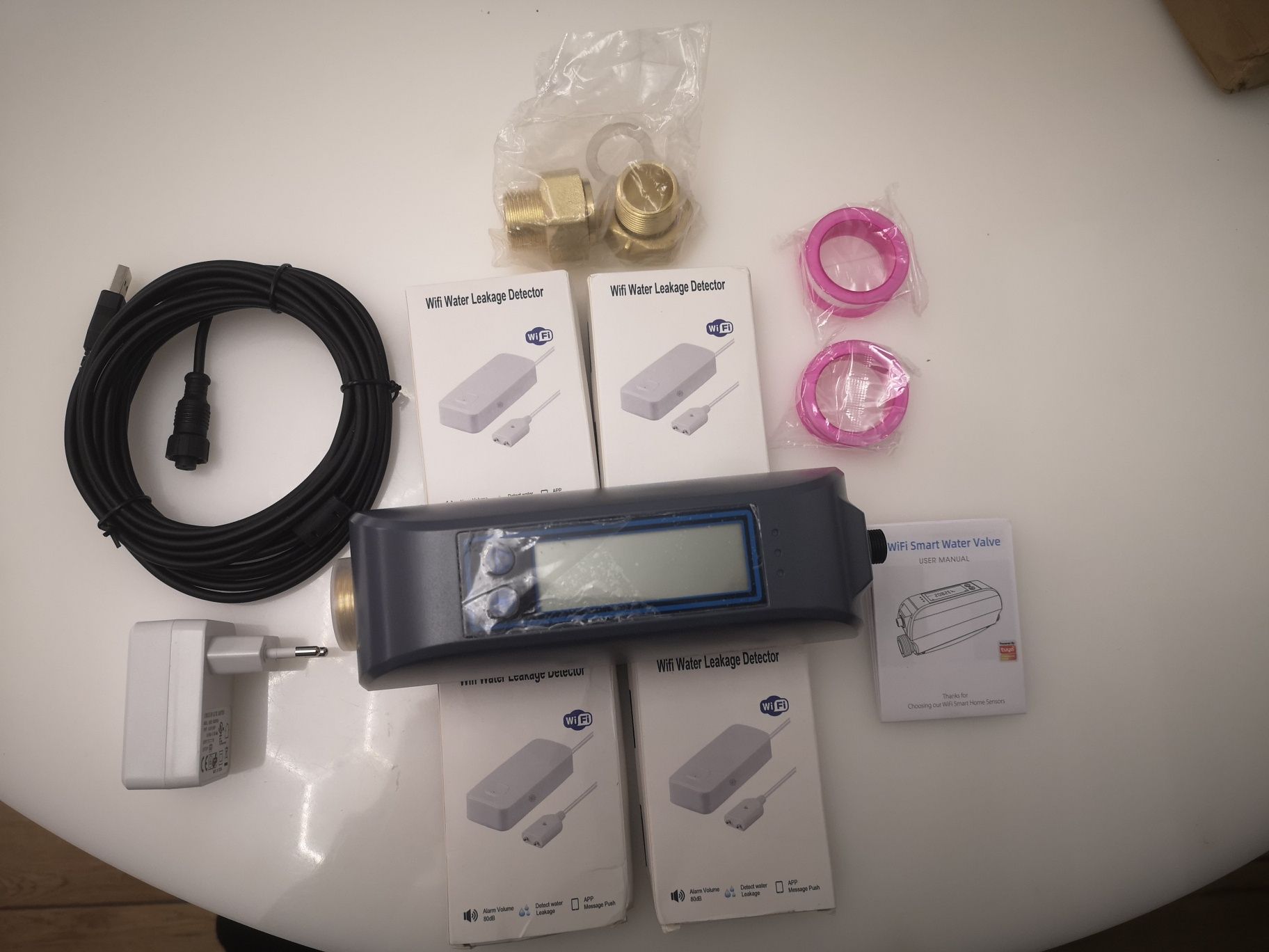 Set Electrovalva apa inteligenta anti-inundație apometru Wi-Fi  cu 4 s