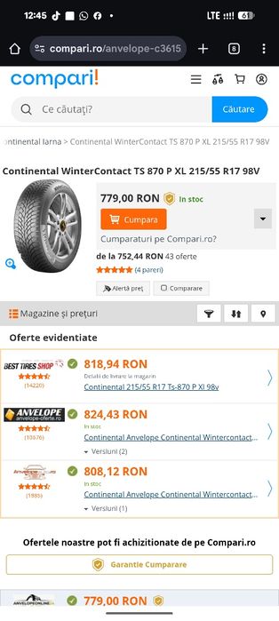 215/55R17  Continental Dot23 și 22 6,7-5,8mm stare perfecta