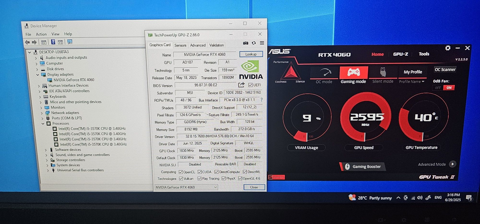 Placa video MSI RTX 4060 GAMING X 8GB GDDR6 128-bit DLSS 3.0 LA 1200 R