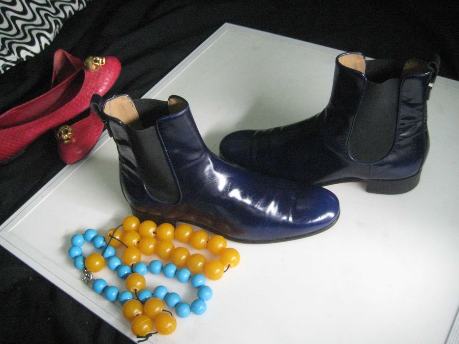 Ботинки Ferragamo Италия Оригинал 39 Кожа Лаковая Кожа Сапфир Хамелеон