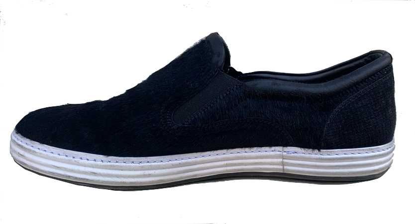 Auth Salvatore Ferragamo Pony Hair Sneakers Pantofi Negru EU42.5
