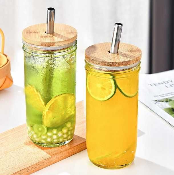 Комплект от 2 стъклени чаши за бабъл чай, 720мл, прозрачни17,5х8,8х7см