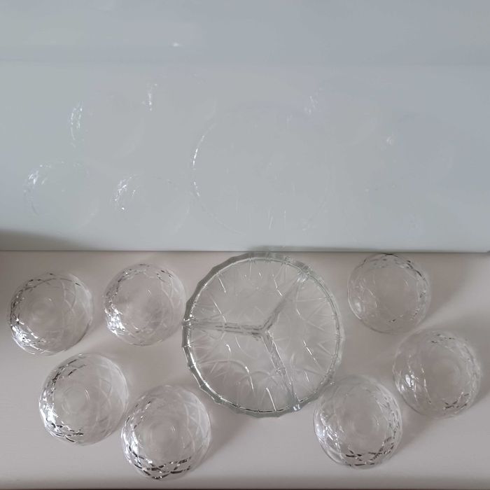Set 8 boluri vechi cristal, alune, snacksuri