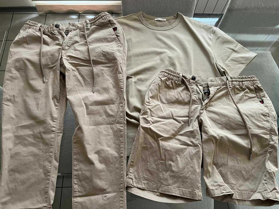 Комплект бежови къси и дълги панталони Pause Jeans и тениска Zara