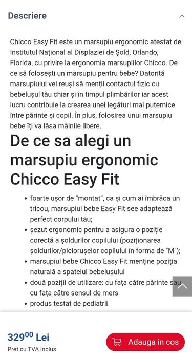Marsupiu ergonomic Chicco Easy Fit
