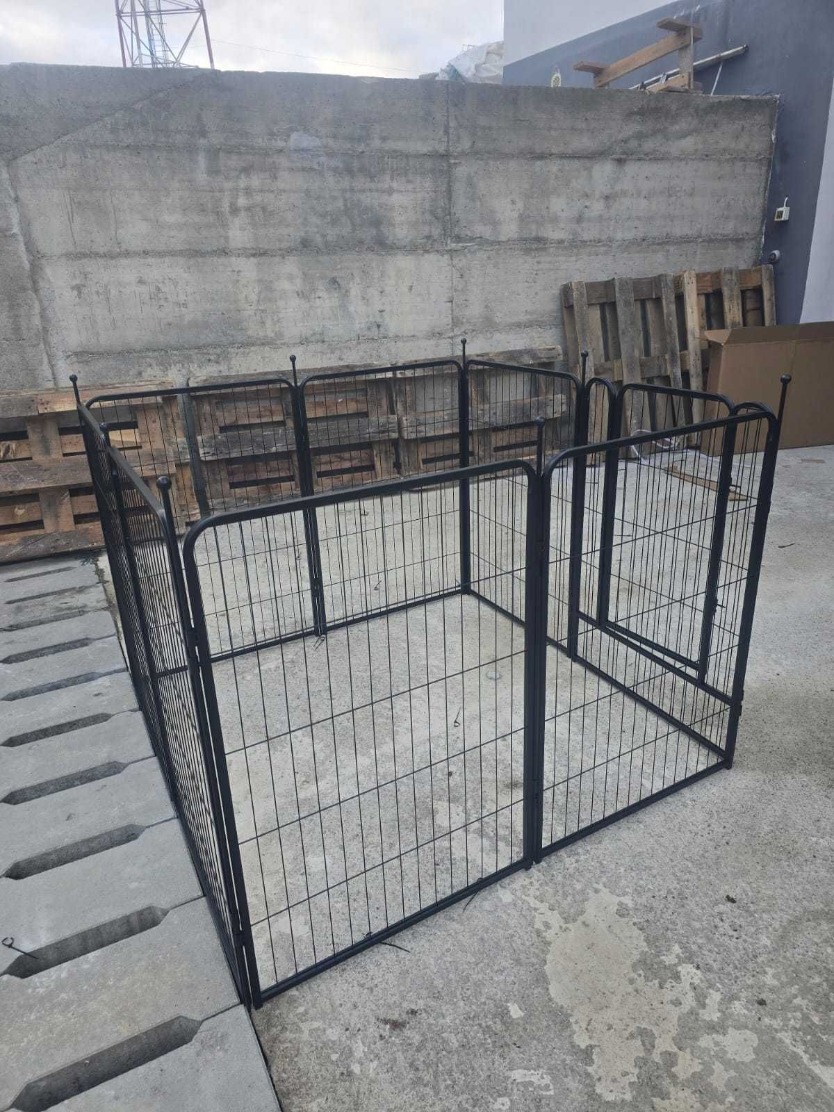 Tarc pentru caini, 8 elemente, 68 x 100 cm, metal, Negru