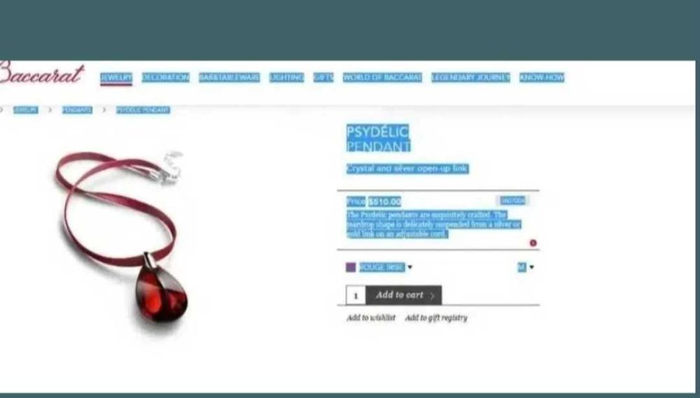 Pandant Baccarat argint