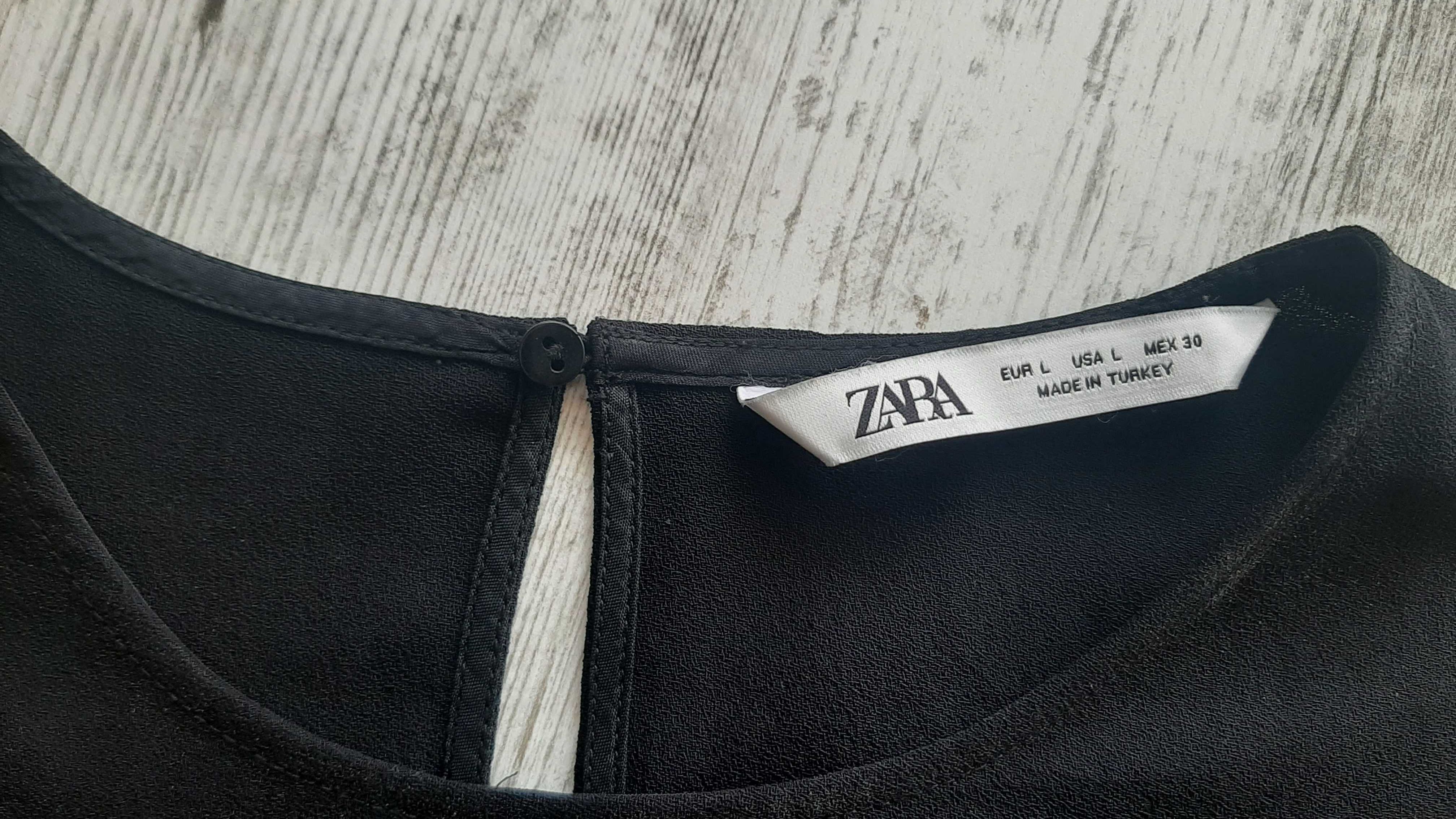 Дамска блуза ZARA L, Черна с пискюл L, ,Зелена Зара S и блуза Мохито М