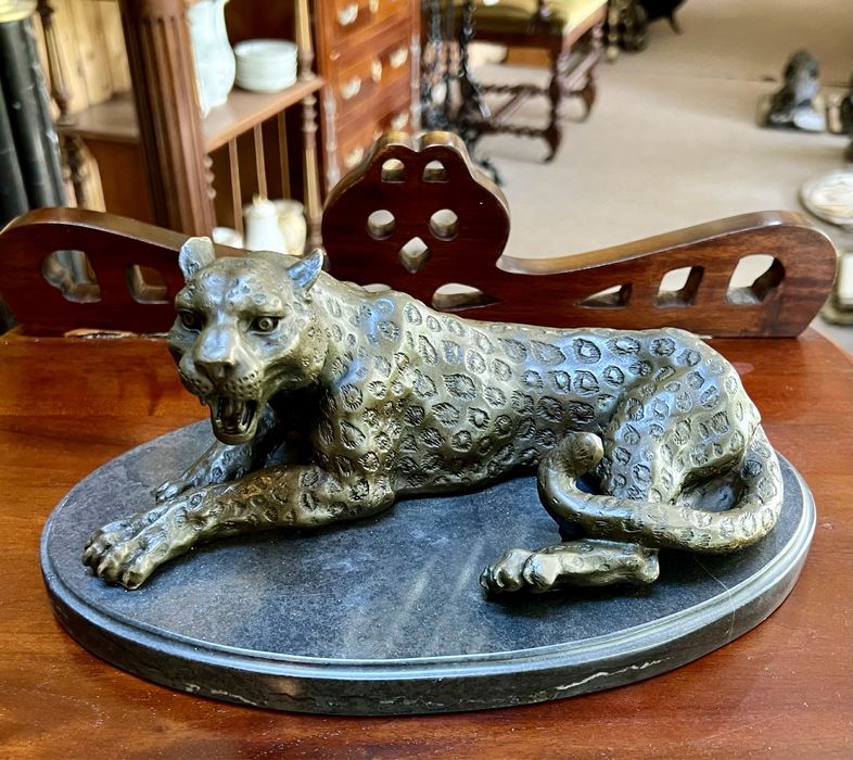 Sculptură Bronz Leopard *** vintage / antic / vechi / retro ***