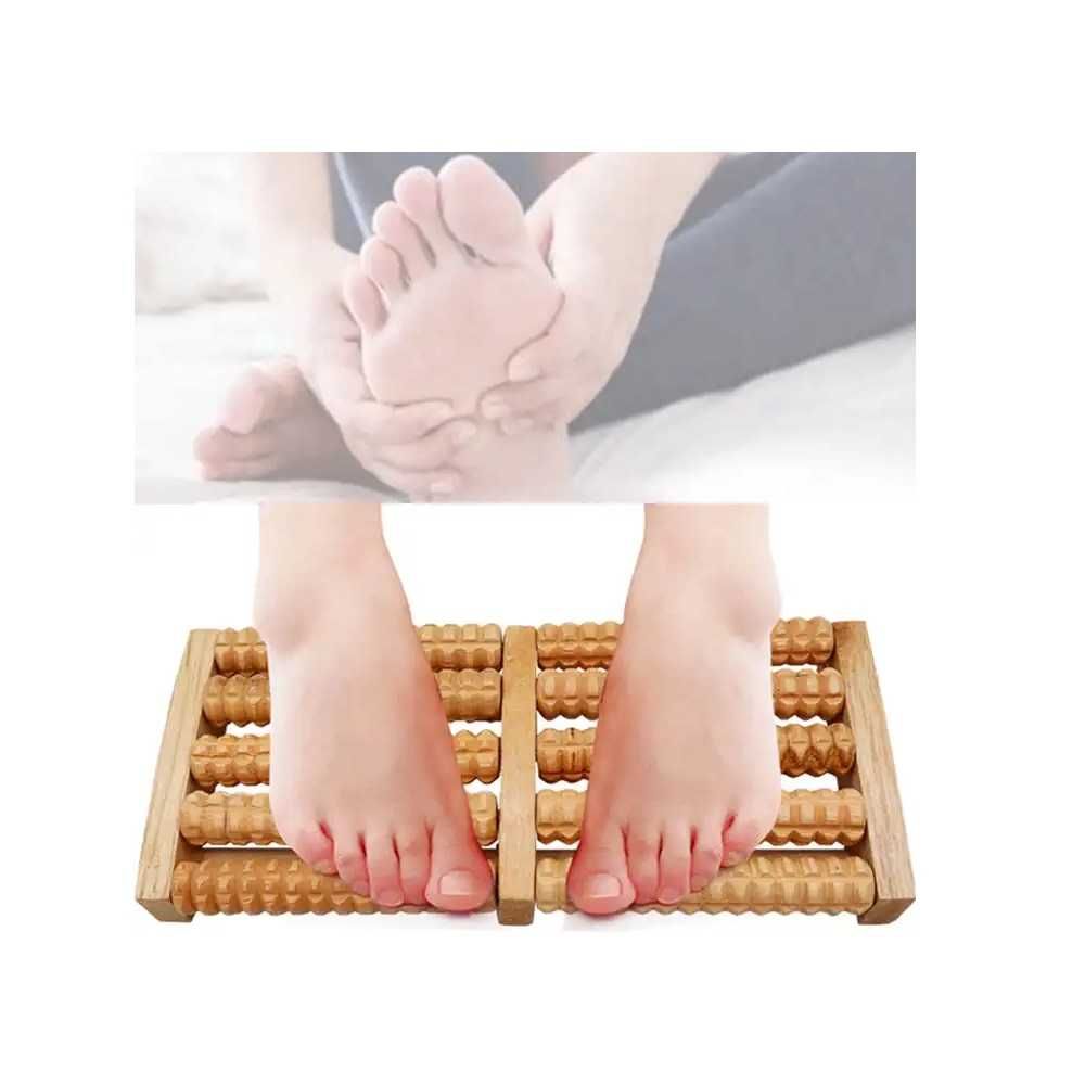 Roller masaj pentru talpile picioarelor, din lemn, 27.5 x 14.5 cm