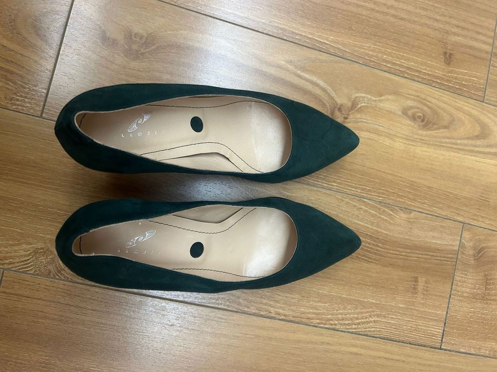 Pantofi Comart din piele intoarsa verde nr 35