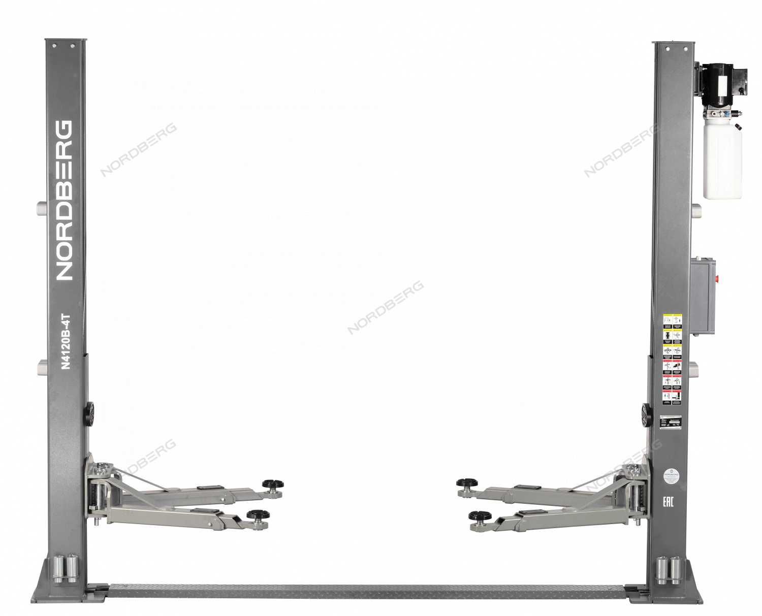 Подъемник 380V 2х стоечный 4т с электростопорами (серый) N4120BE-4G