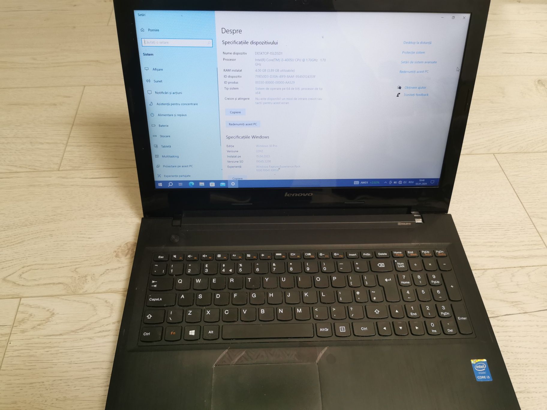 Vând laptop Lenovo g50-70 i3, SSD