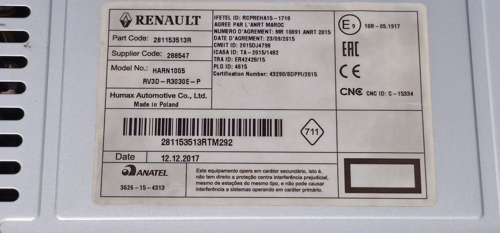 Radio cu usb original Dacia Logan 281153513R