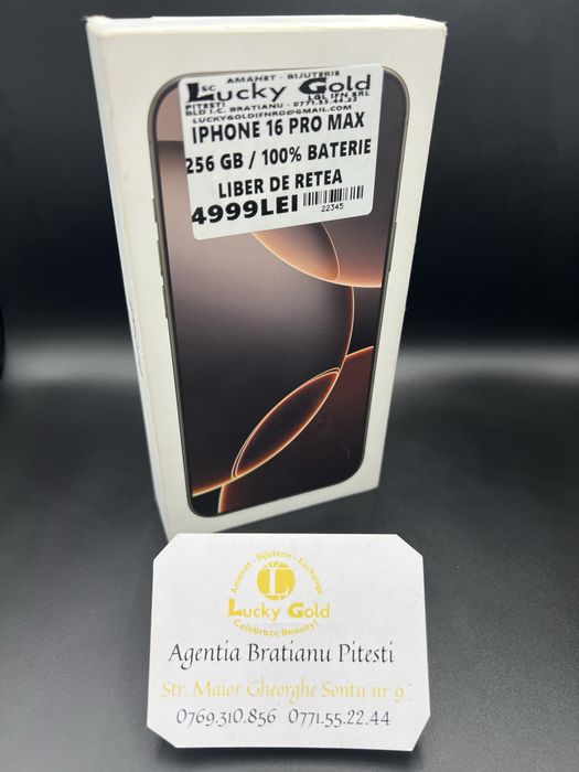 Iphone 16 Pro max 256GB 100% Baterie Liber de retea cod prod 22345