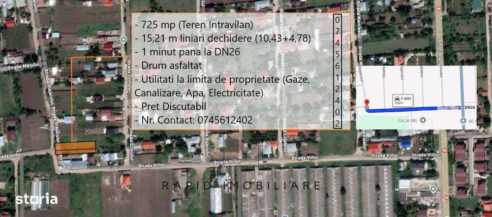 Pret Nou 47 Eur/mp 725 Mp Teren Vanatori-Canalizare-Gaze-Electricitate