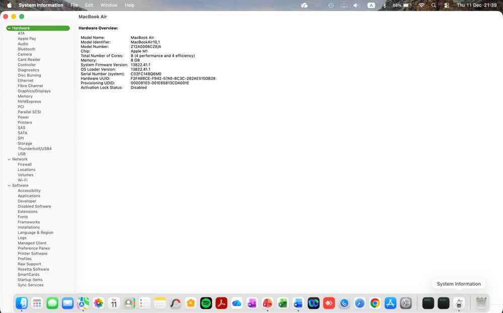 Macbook Air M1 2020 8GB 256GB