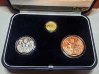 Set BNR 2013 monede 1+10+100 lei aur Telecomunicații Militare tiraj250