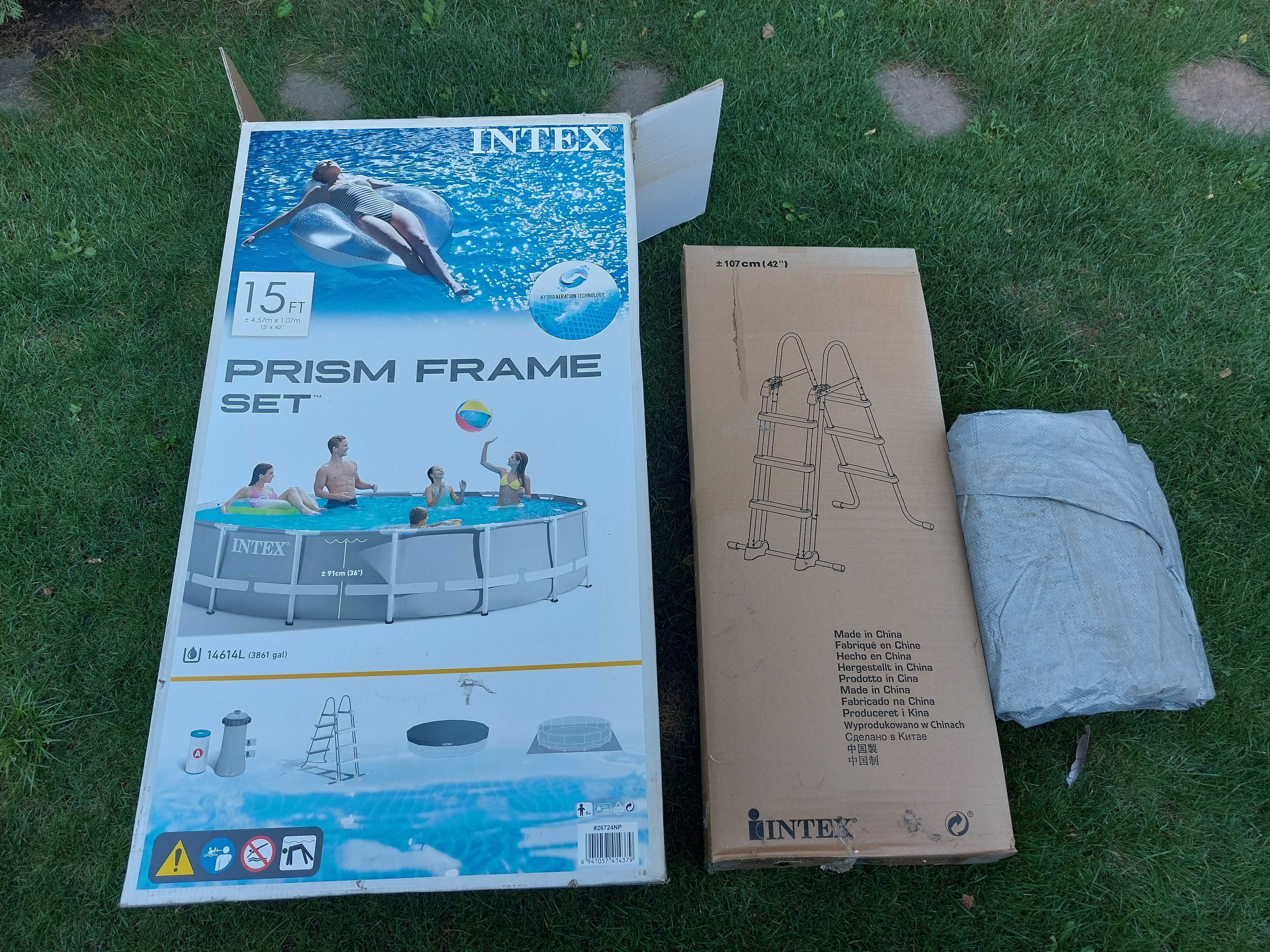 Piscina Supraterana Intex 26724NP Prism Frame, pompa si scara inclusa