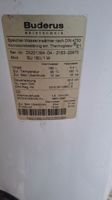 Boiler buderus 160 litri