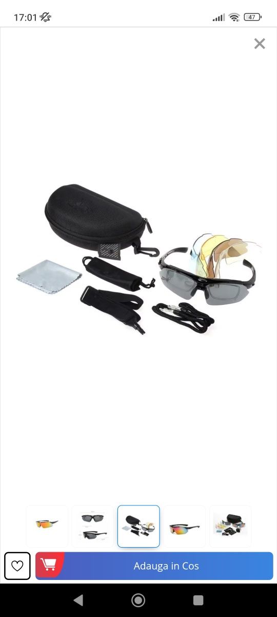 Ochelari de Soare Tactici, Unisex, Cu 3 Seturi de Lentile Detasabile