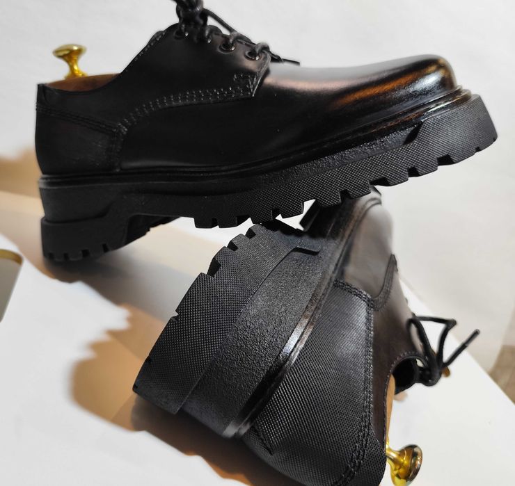 Pantofi derby 42 42.5 lace up ZARA NOI piele naturala moale