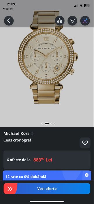 Ceas Michael Kors Parker cronograf Auriu Dama