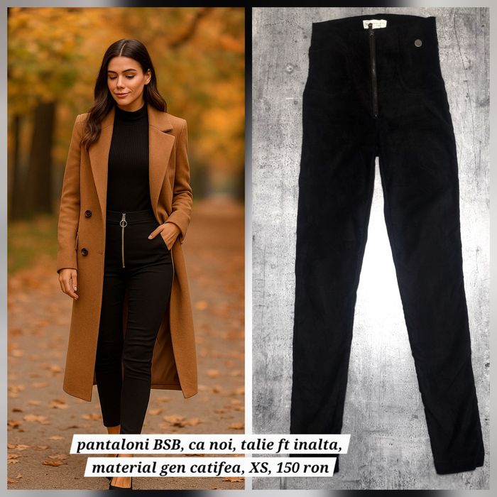 Pantaloni BSB, talie inalta, XS