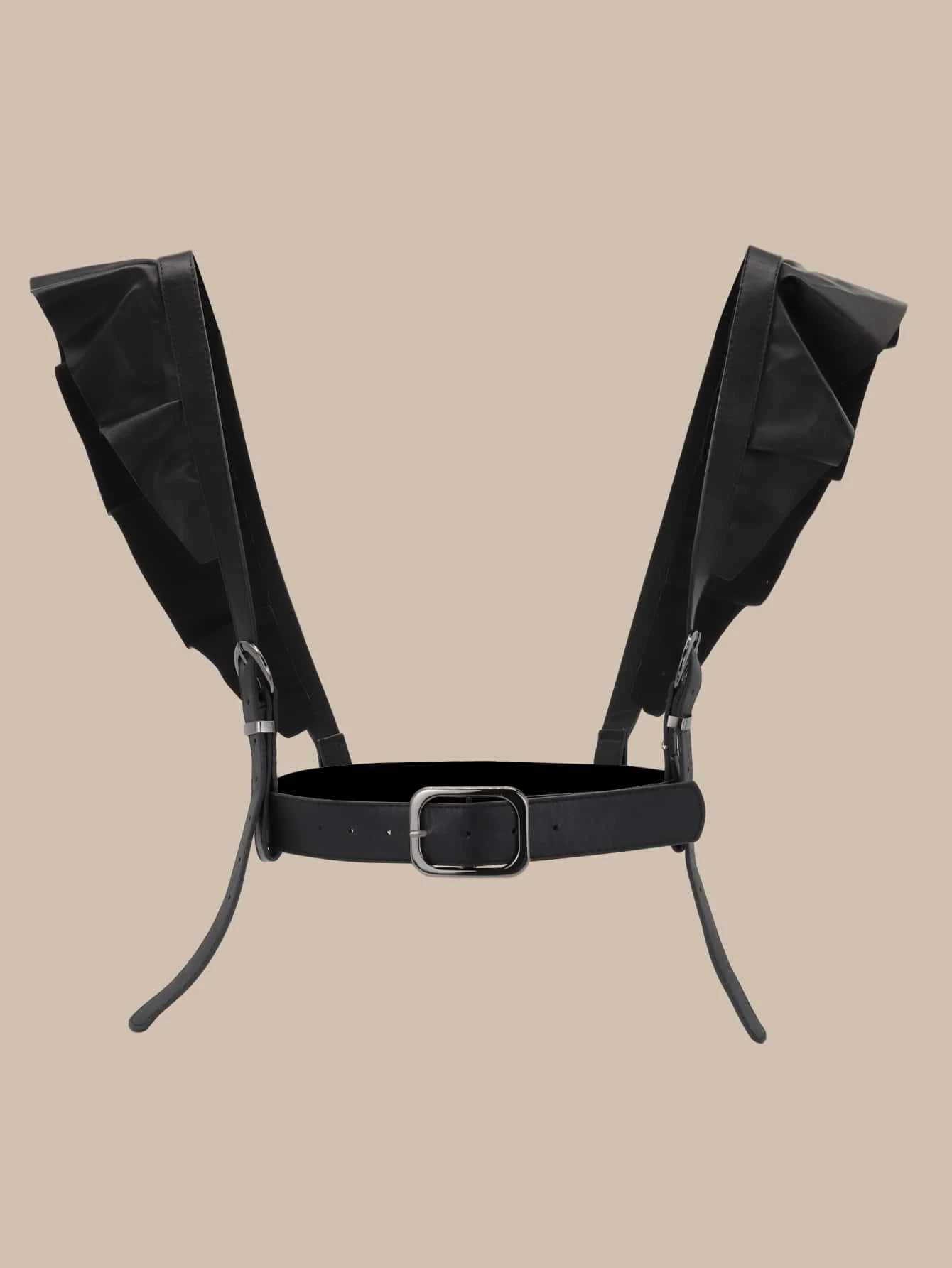 Centura harness imitatie piele cu bretele si volane pe umeri