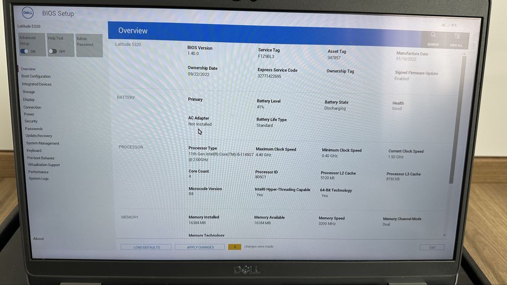Dell Latitude 5320 13.3” Touch Intel i5-1145G7 16GB RAM 256GB SSD 4G