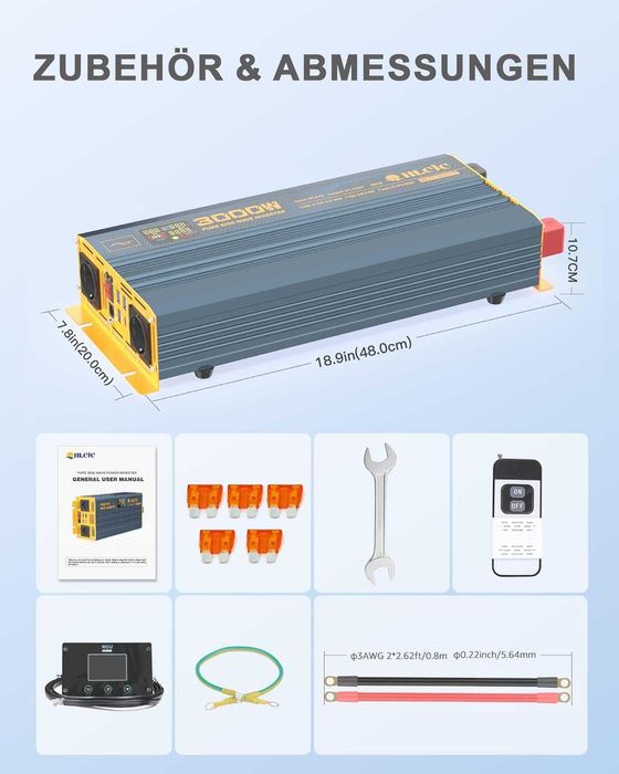 Конвертор на напрежение 3000 W 24 V чиста синусоида