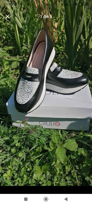 Pantofi casual negru cu alb