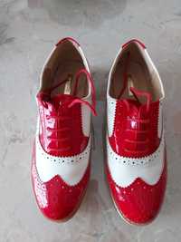 pantofi casual lac alb cu rosu m 38