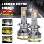 Led trei culori H7 3000K 4300k 6000k galben alb 130W Skoda VW Kia