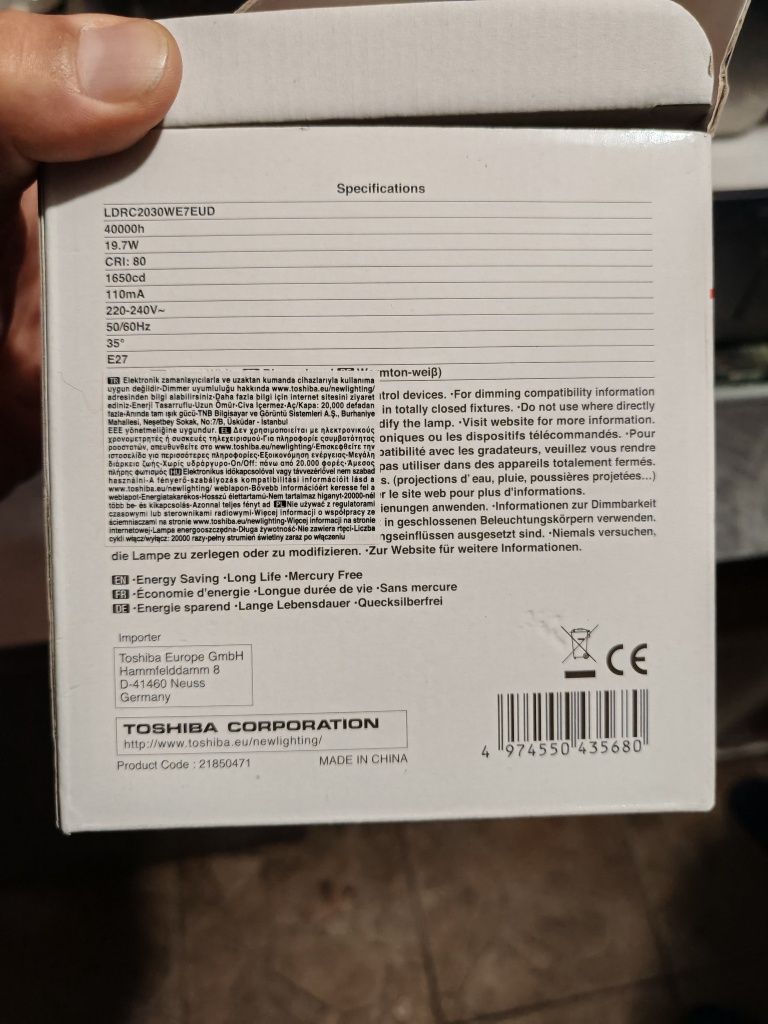 LED E27 Toshiba PAR38 19.7 W