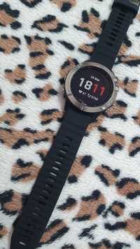 Ceas smartwatch Garmin Fenix 6, HR, GPS, Silver, Silicone Black