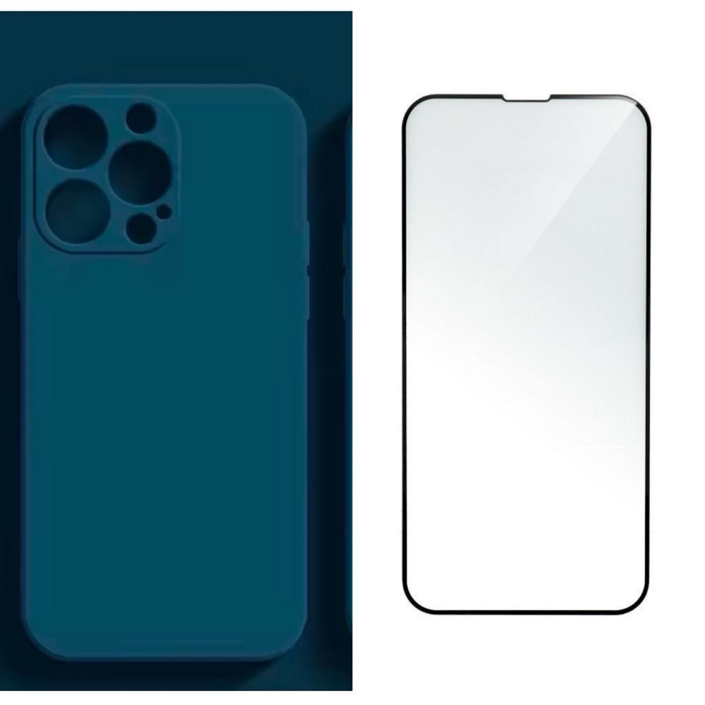 Husa Silicon Colorata si Folie Sticla Iphone 11/12/13/14/15/16 PRO MAX