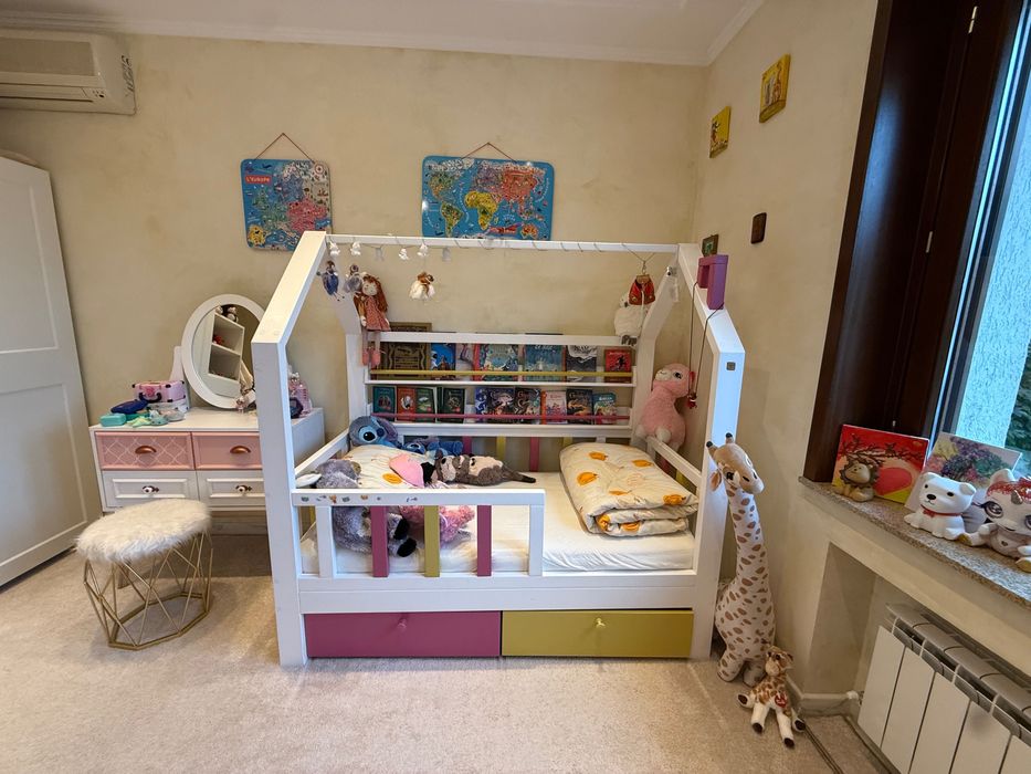 Pat copil lemn masiv lucrat manual