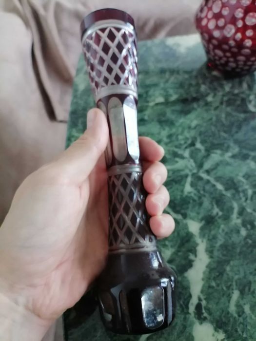 4 veze de cristal rosu rubin hand cut