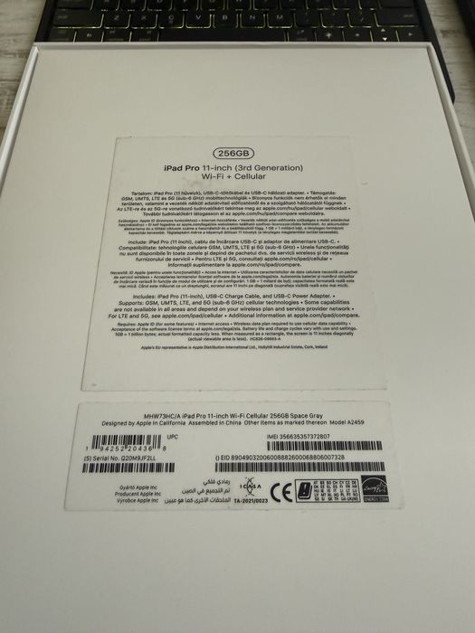 Cellular! КАТО НОВ Ipad Pro 11” Space Gray 256GB 3rd Gen ПОДАРЪЦИ