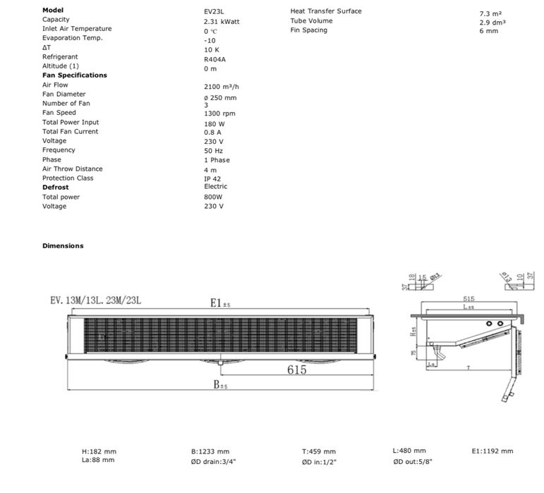 Vaporizator evaporator suflanta unghiulara refrigerare 2,4kw -10