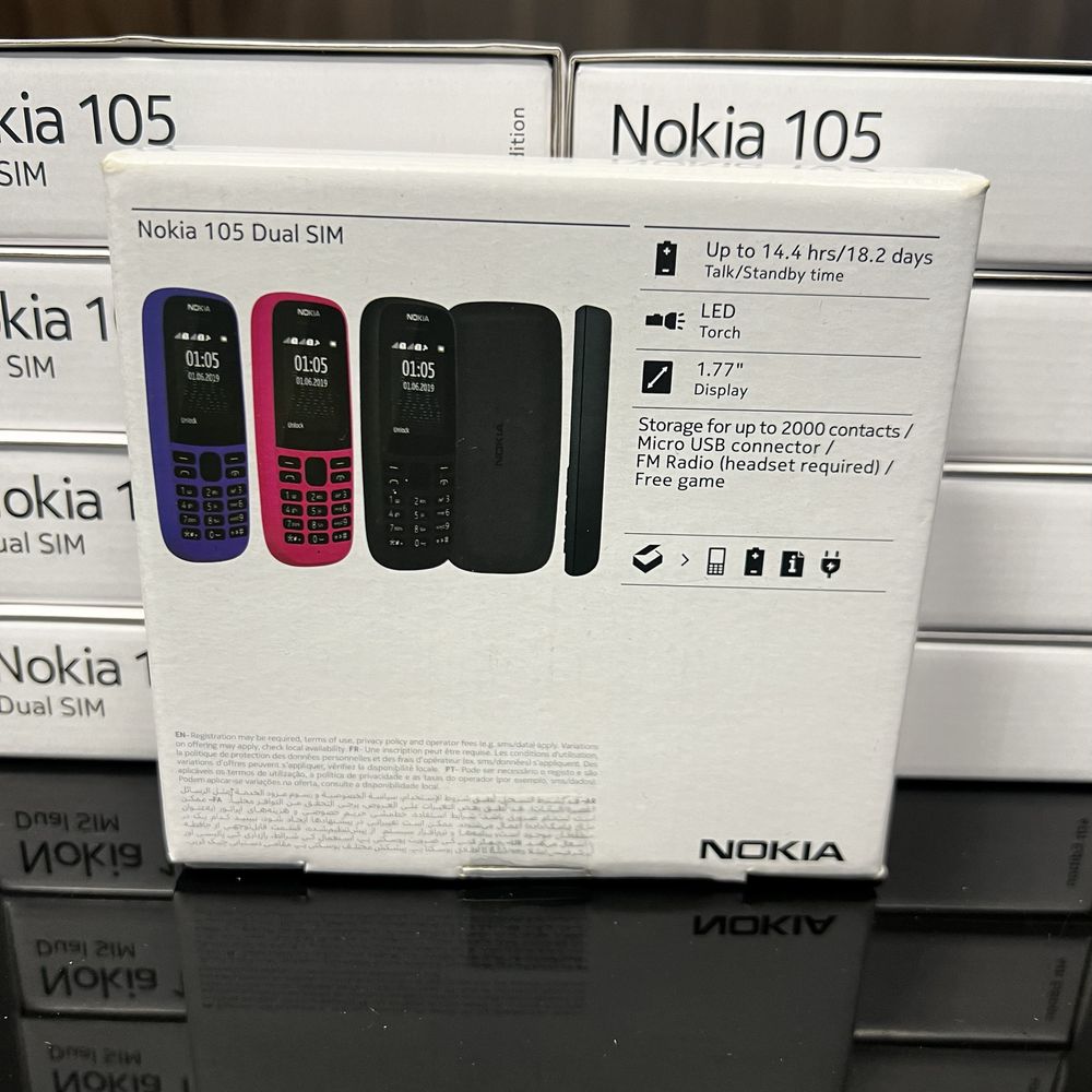 Нов, 2г гаранция! Nokia 105 Dual Sim, БГ меню, Blue, Black