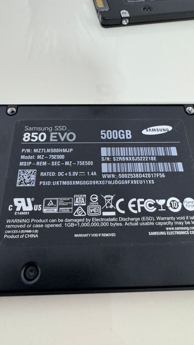 SSD Samsung 870 EVO 850 EVO 500GB WD NVMe 256GB Windows