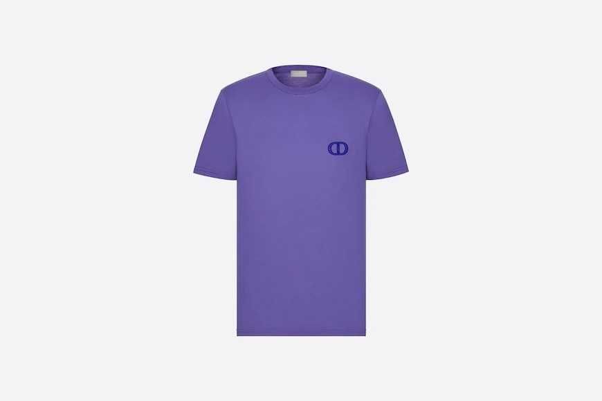 DIOR Purple Embroidered CD Icon Logo Slim Fit Мъжка Тениска S и XL