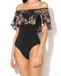 Body cu volan de plasa cu imprimeu NEW LOOK