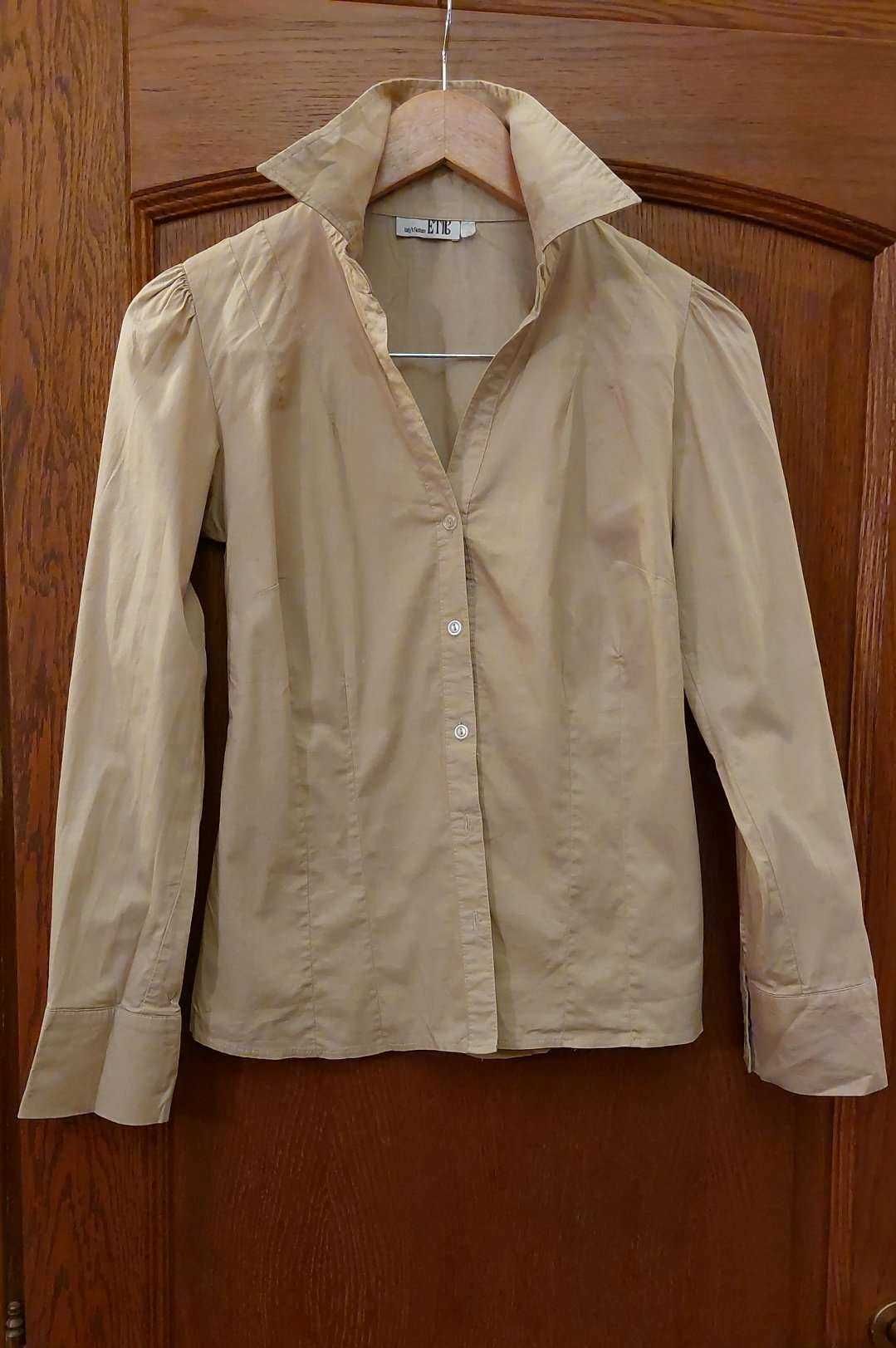 4 camasi+bluza dama M bumbac 100%, rosie/2 bej/maro, nepurtate, bune