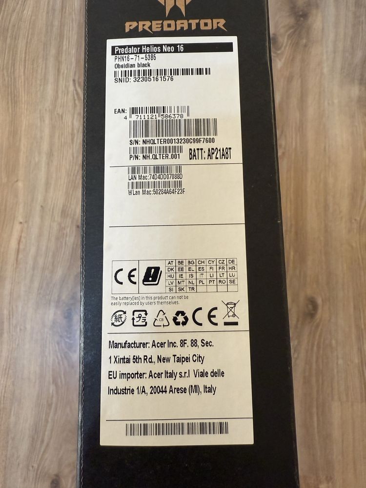 Acer Predator Helios Neo 16