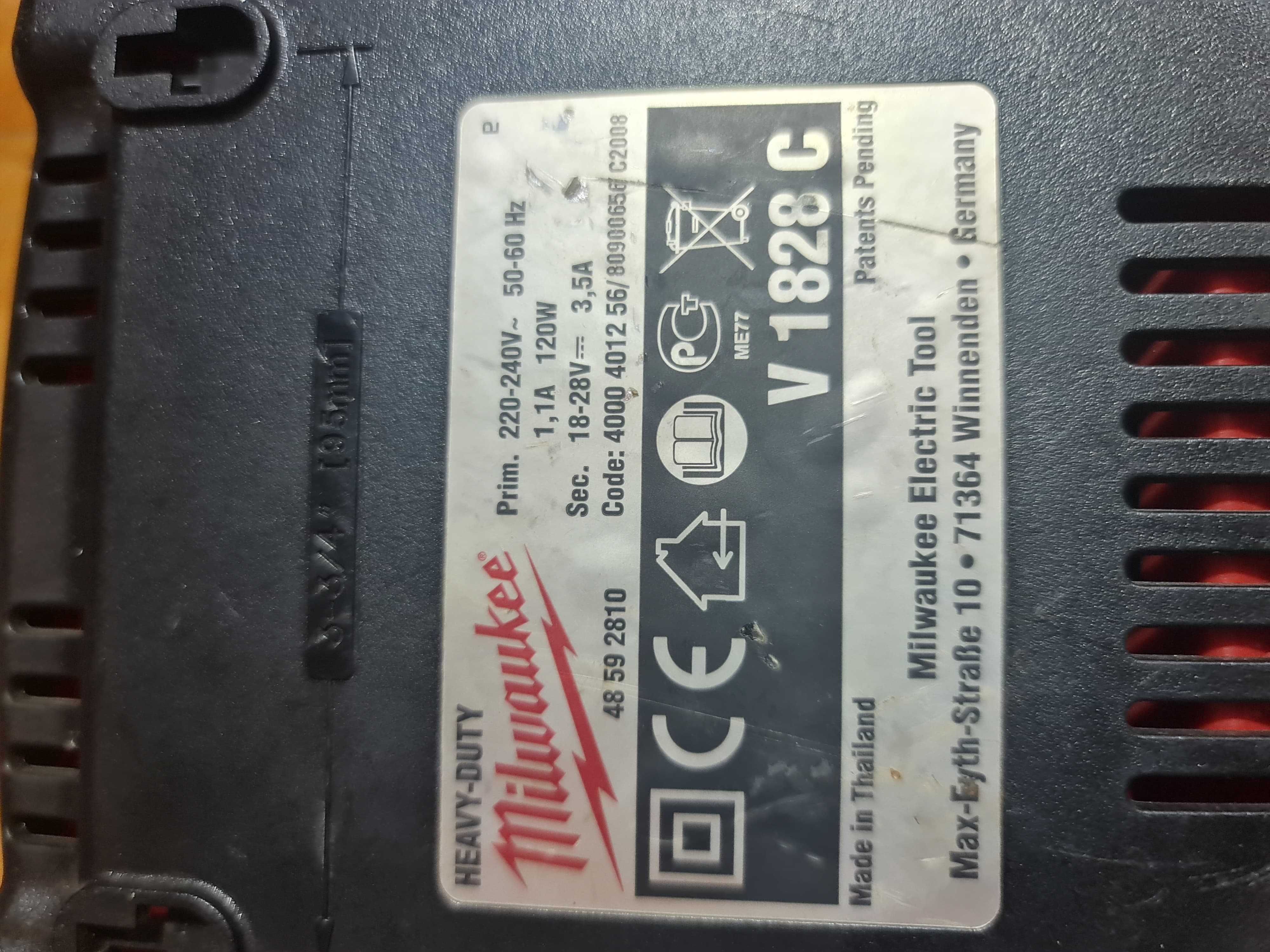 incarcato Milwaukee v1828c li ion, nicd, nemh