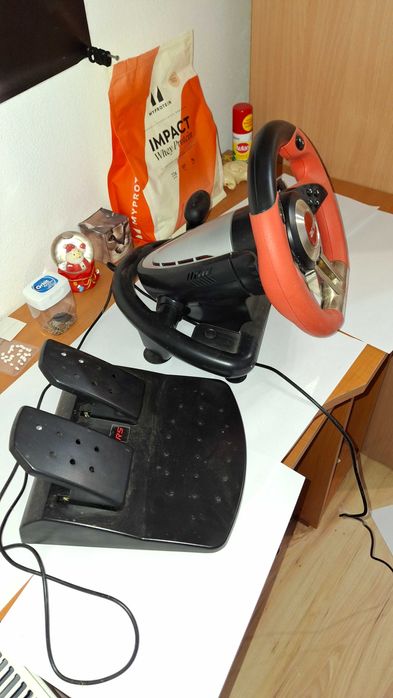Volan Acme Racing RS, pentru PC - Rosu/Negru, cu Pedale, USB