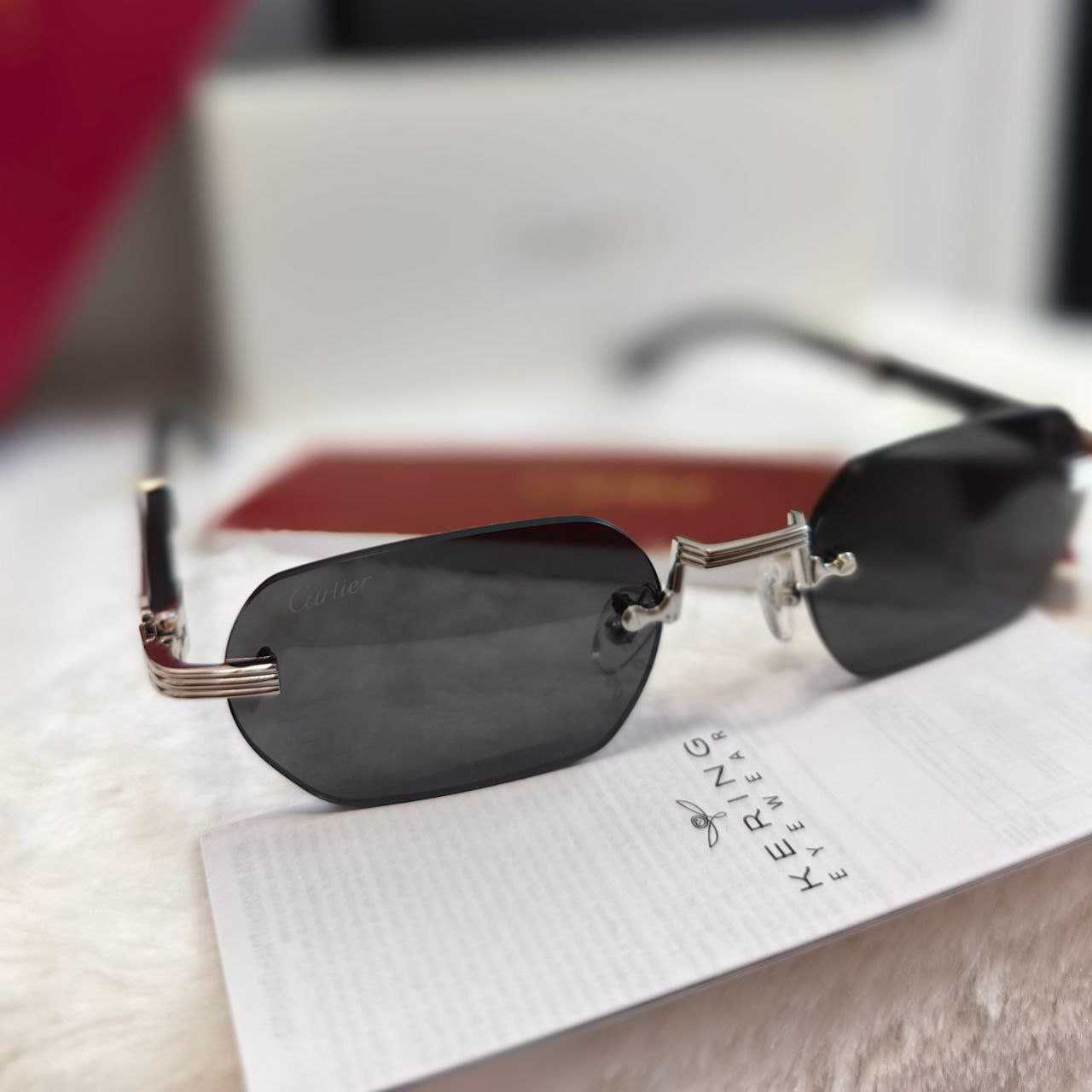 Слънчеви очила Cartier CT0326s silver дървена рамка